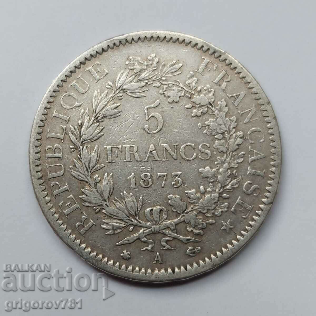 5 франка сребро Франция 1873 А  - сребърна монета #133