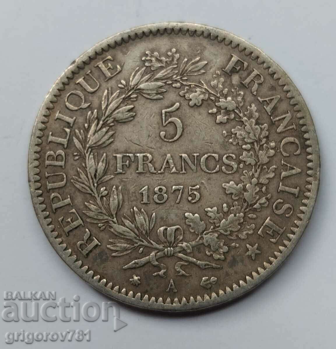 5 Francs Silver France 1875 A - Silver Coin #130