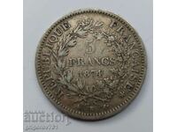5 франка сребро Франция 1874 А  - сребърна монета #153