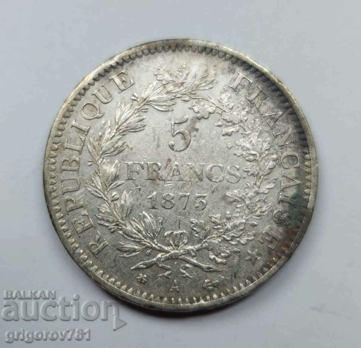 5 франка сребро Франция 1873 А  - сребърна монета #53