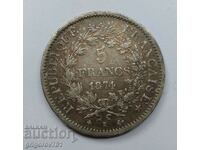 5 Francs Silver France 1874 K - Silver Coin #63