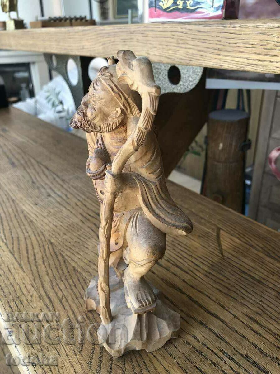 Auction OLD JAPANESE WOODEN FIGURE- SAGE Auction OLD JAPANESE WOODEN FIGURE- SAGE