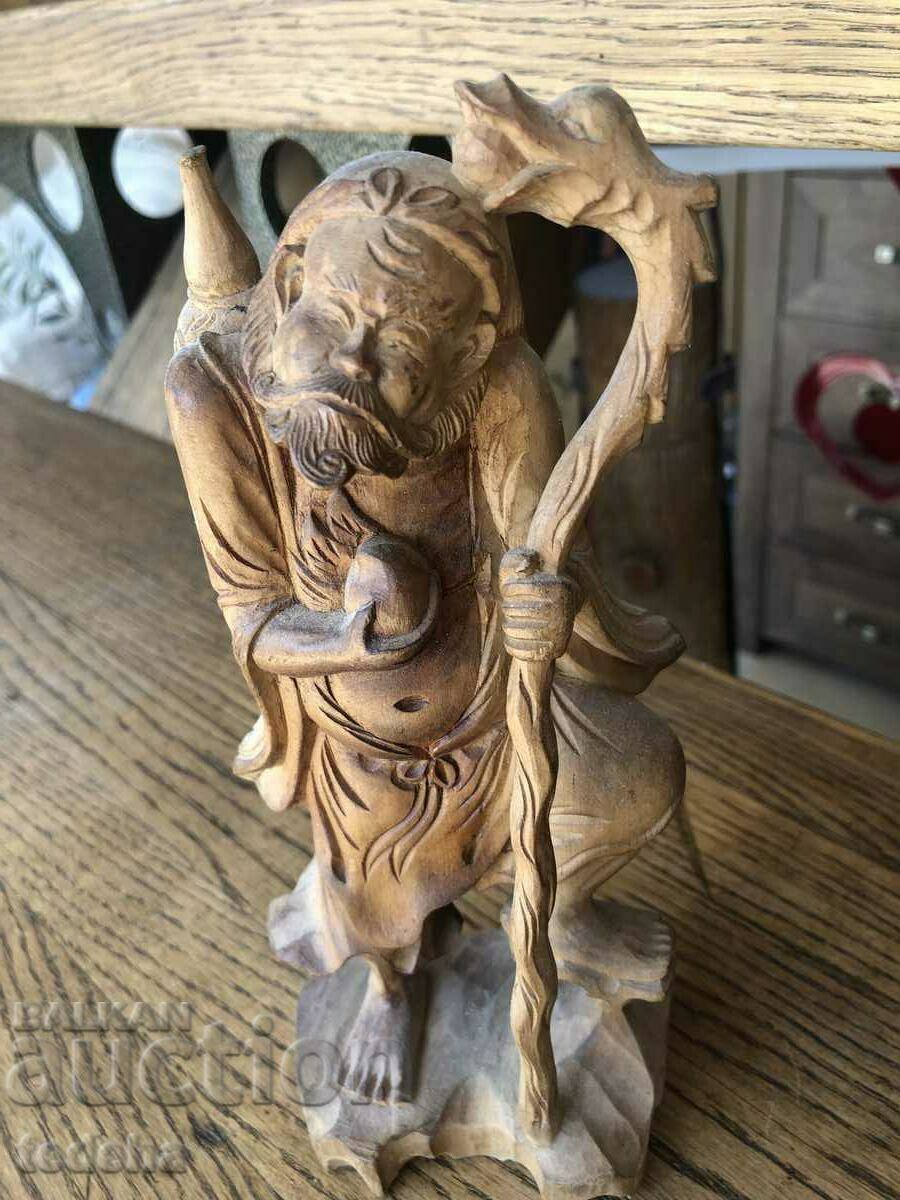 OLD JAPANESE WOODEN FIGURE- SAGE - 6 OLD JAPANESE WOODEN FIGURE- SAGE - 6