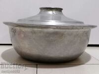 Медна тенджера с капак бакър  меден съд котел басан