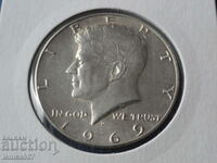 SUA 1969 - 1/2 dolar (D)