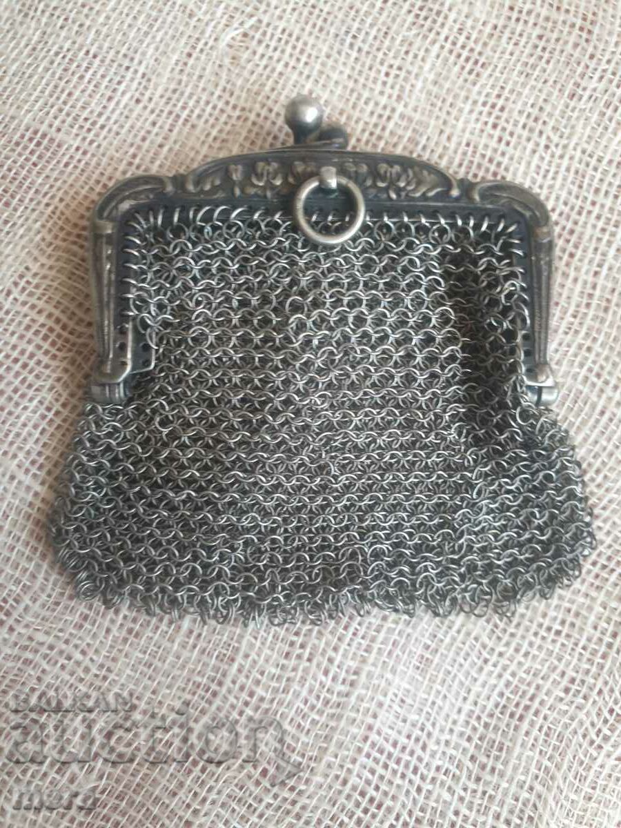 Metal vintage small women's purse with two compartments