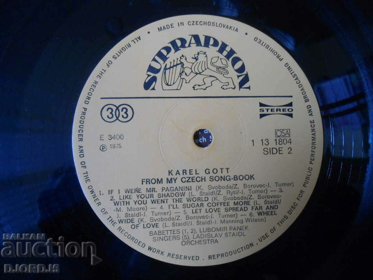 Delivery of KAREL GOTT , SUPRAPHON, Turntable, large Delivery of KAREL GOTT , SUPRAPHON, Turntable, large