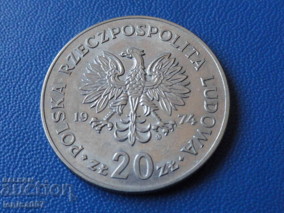 Poland 1974 - 20 zlotys "Marcel Nowotko" with price € 2.00 | 3.91 BGN