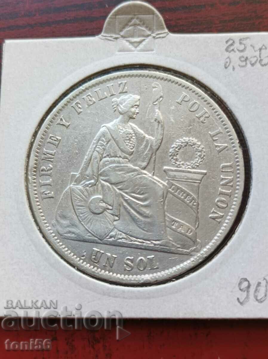 Peru 1 sol 1868 - silver