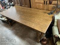 A large solid wooden table. #3789
