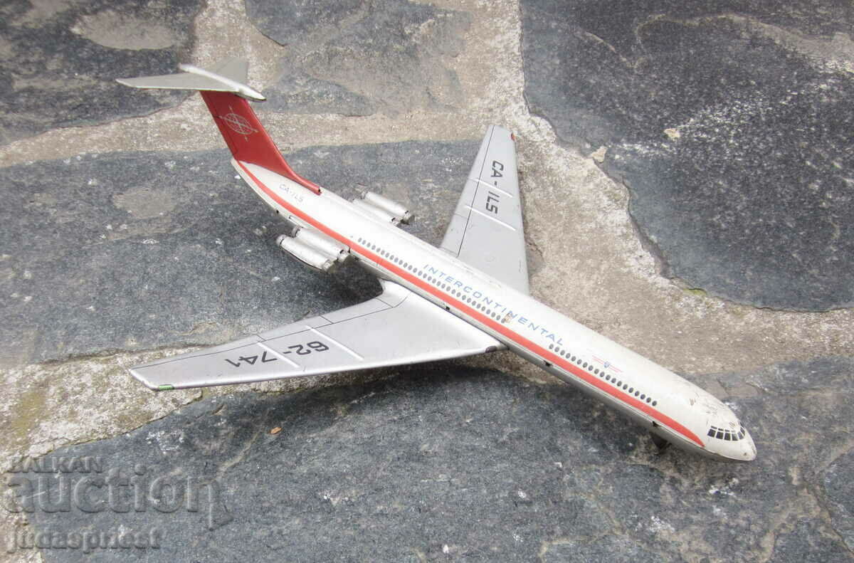 Russian Soviet metal sheet metal toy plane IL-62