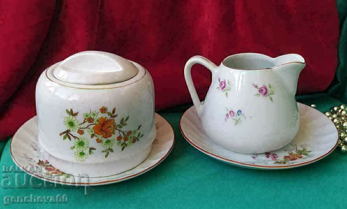 Lot of various sugar bowls, jug, Bulgarian porcelain with price 15.00 BGN | € 7.67