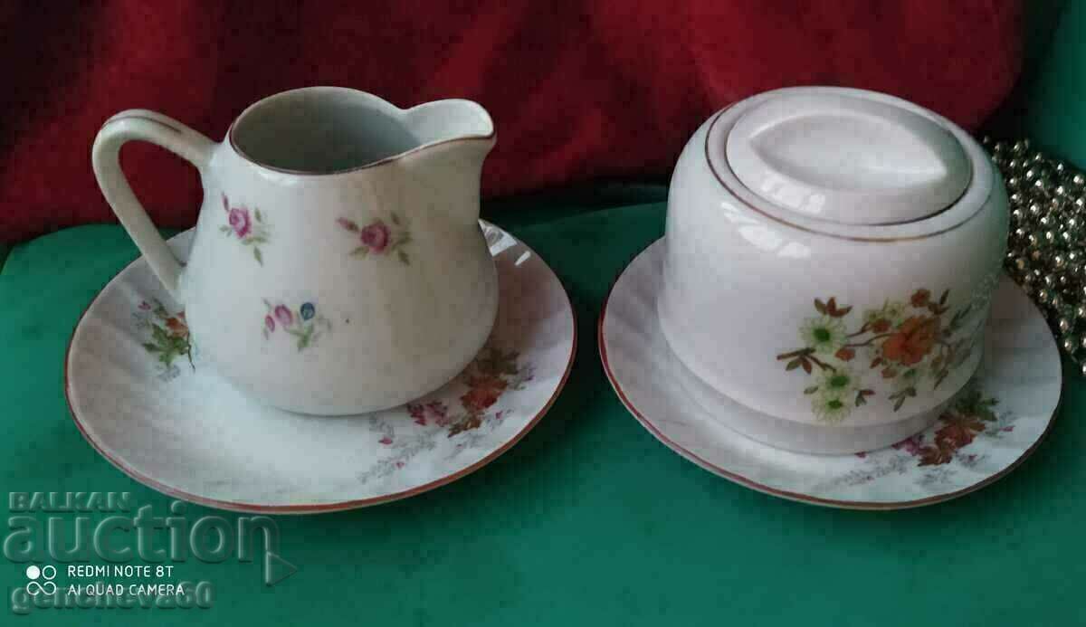 Delivery of Lot of various sugar bowls, jug, Bulgarian porcelain