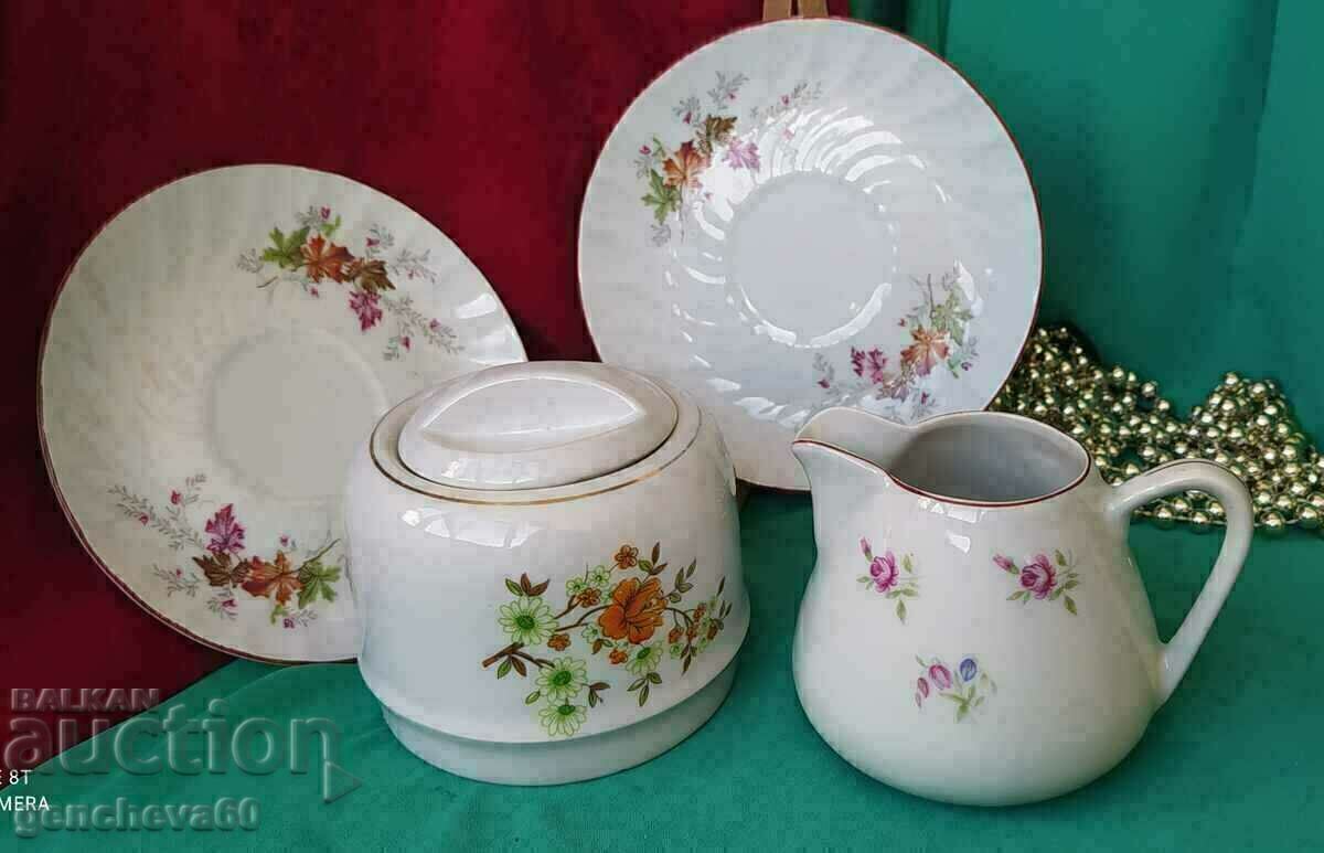 Lot of various sugar bowls, jug, Bulgarian porcelain