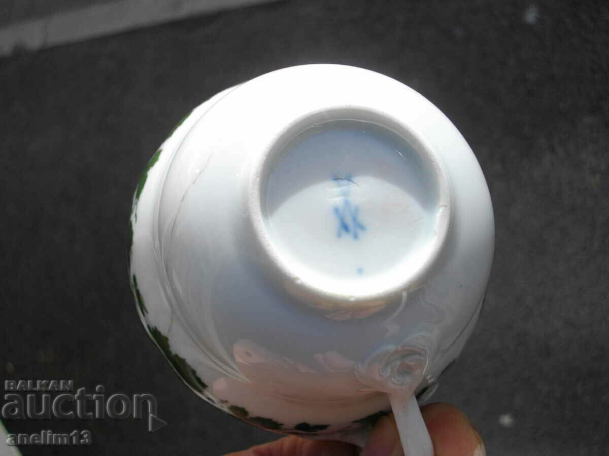 MEISSEN PORCELAIN GLASS GREEN VINE - 6