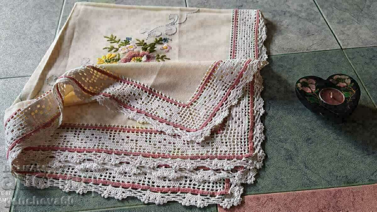 Table cover, embroidery, lace, candlestick/handwork with price 40.00 BGN | € 20.45 Table cover, embroidery, lace, candlestick/handwork with price 40.00 BGN | € 20.45