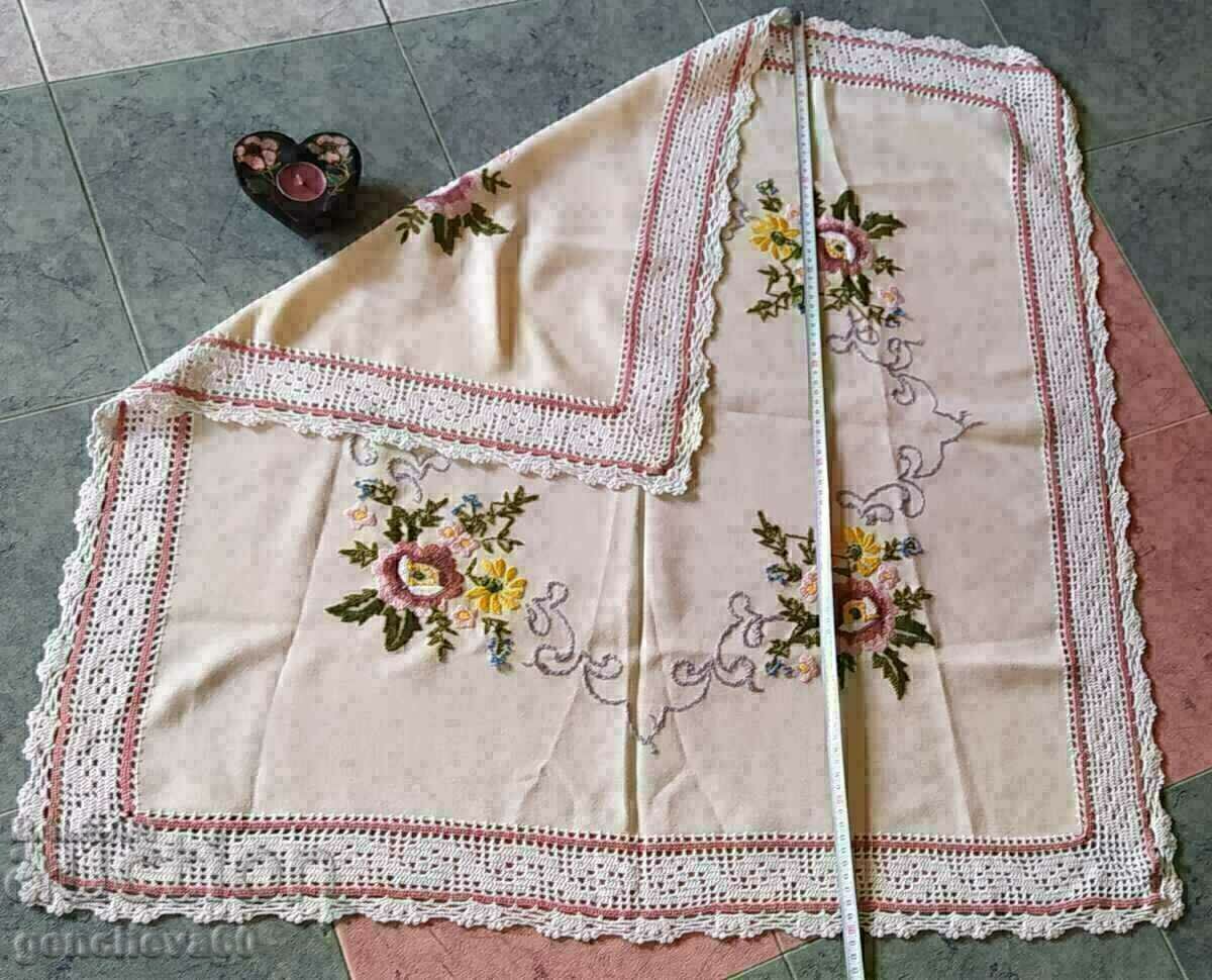 Auction Table cover, embroidery, lace, candlestick/handwork Auction Table cover, embroidery, lace, candlestick/handwork