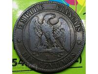 France 10 centimes 1855 Napoleon III / Eagle 30mm bronze