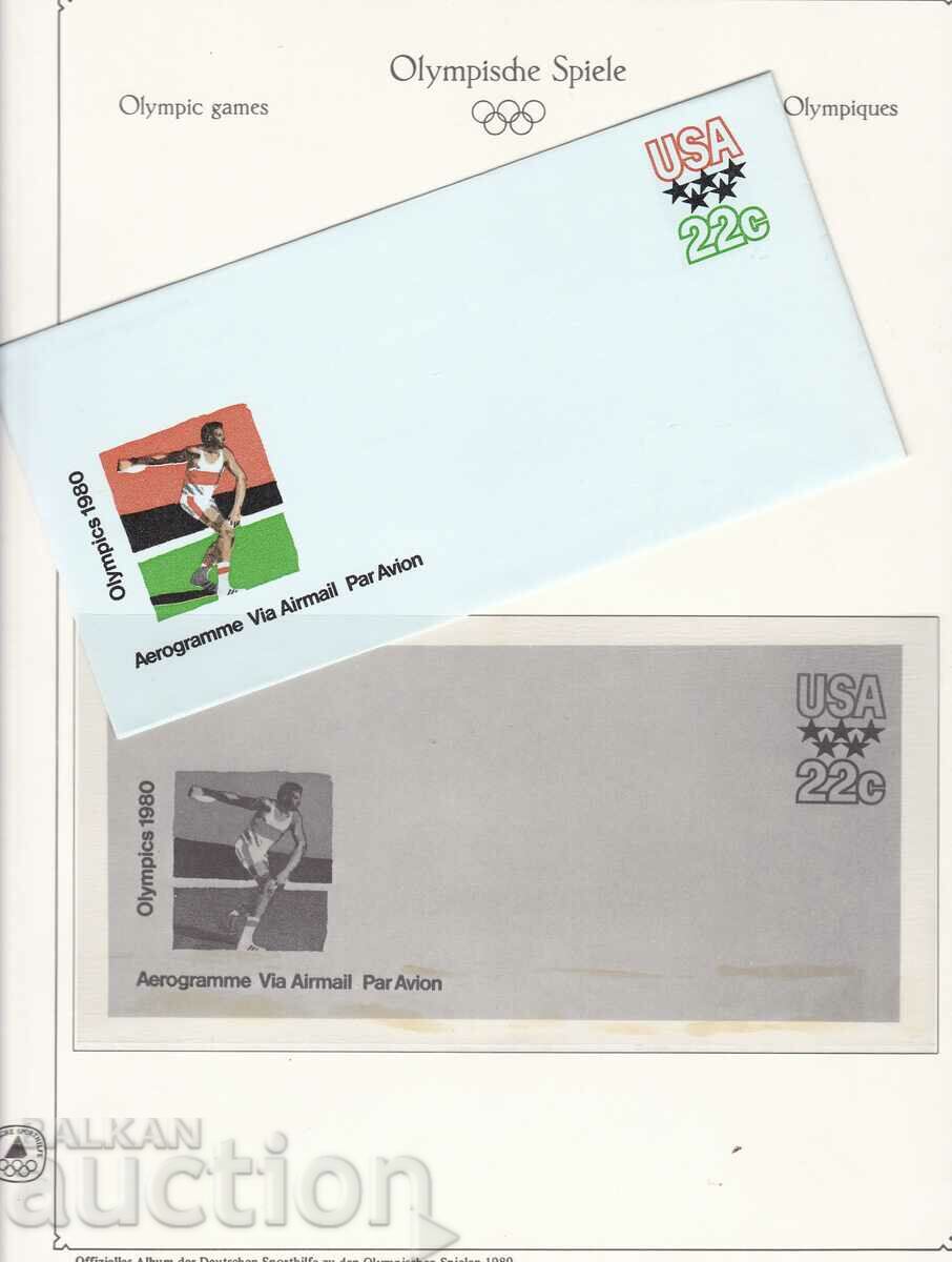 Plic Aerogram SUA Jocurile Olimpice Moscova 1980