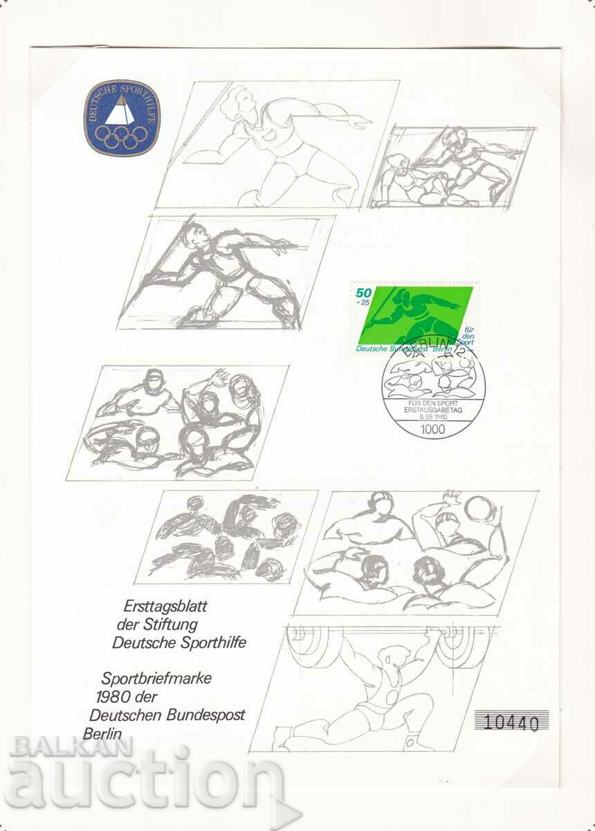 Ersttagsblatt Германия Олимпийски игри Москва 1980