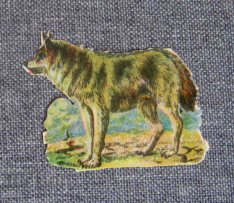 Antique lithographic embossed wolf decal sticker