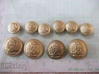 Лот от 10 бр. метални копчета с герб