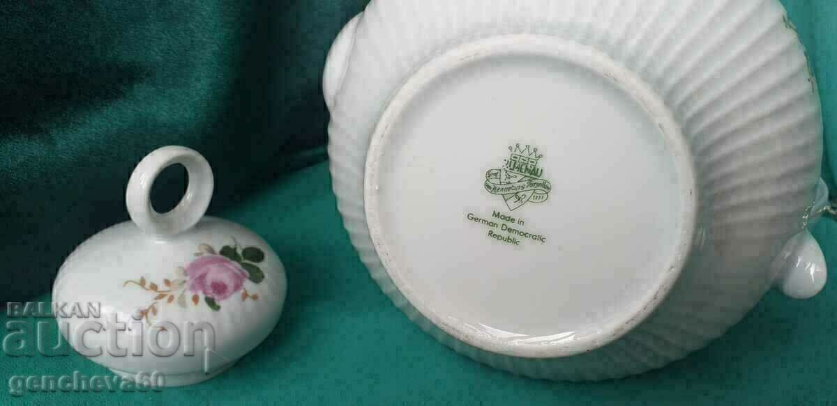 Porcelain jug teapot baroque with GDR floral motifs - 7 Porcelain jug teapot baroque with GDR floral motifs - 7