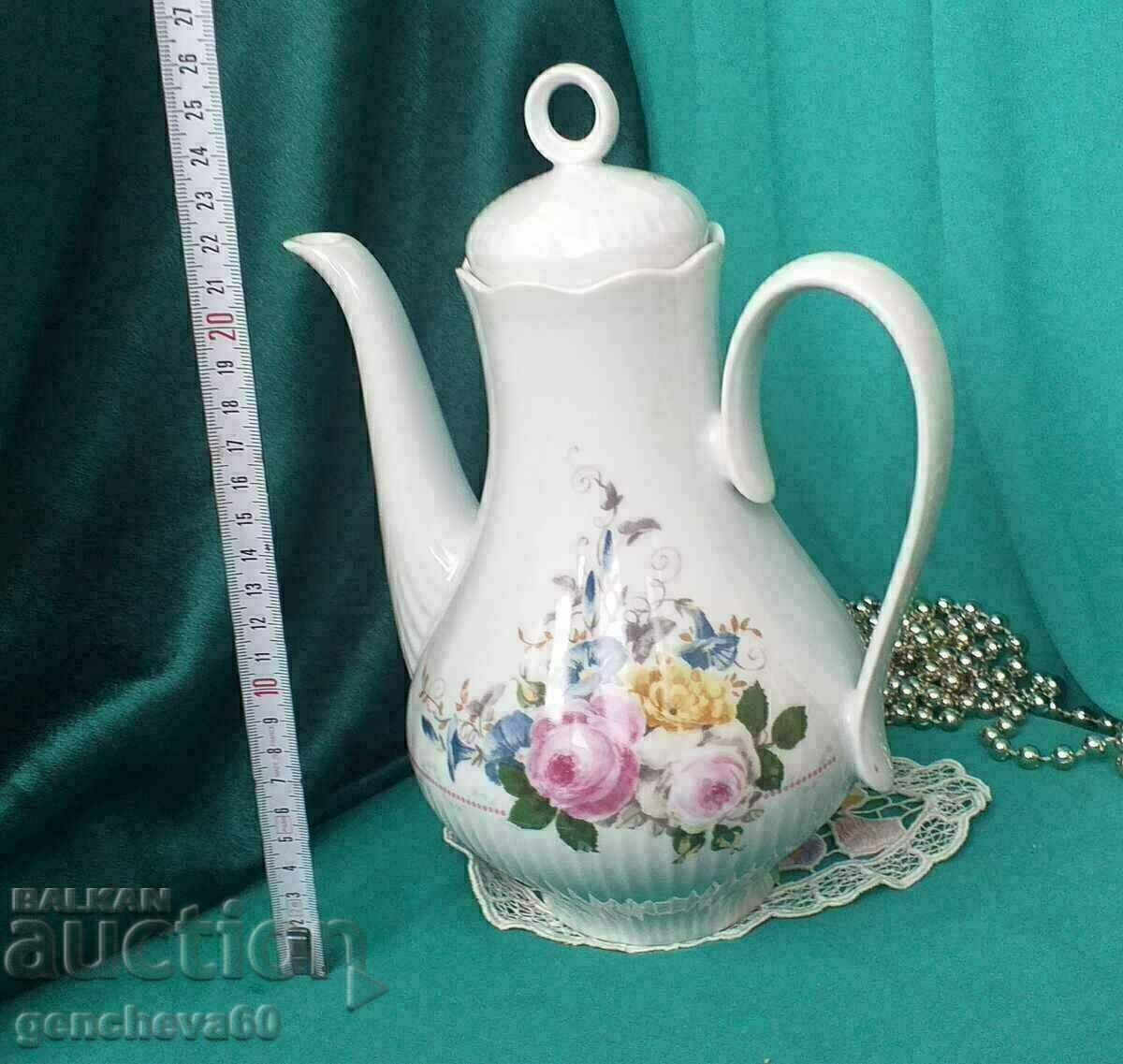 Porcelain jug teapot baroque with GDR floral motifs