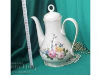 Porcelain jug teapot baroque with GDR floral motifs