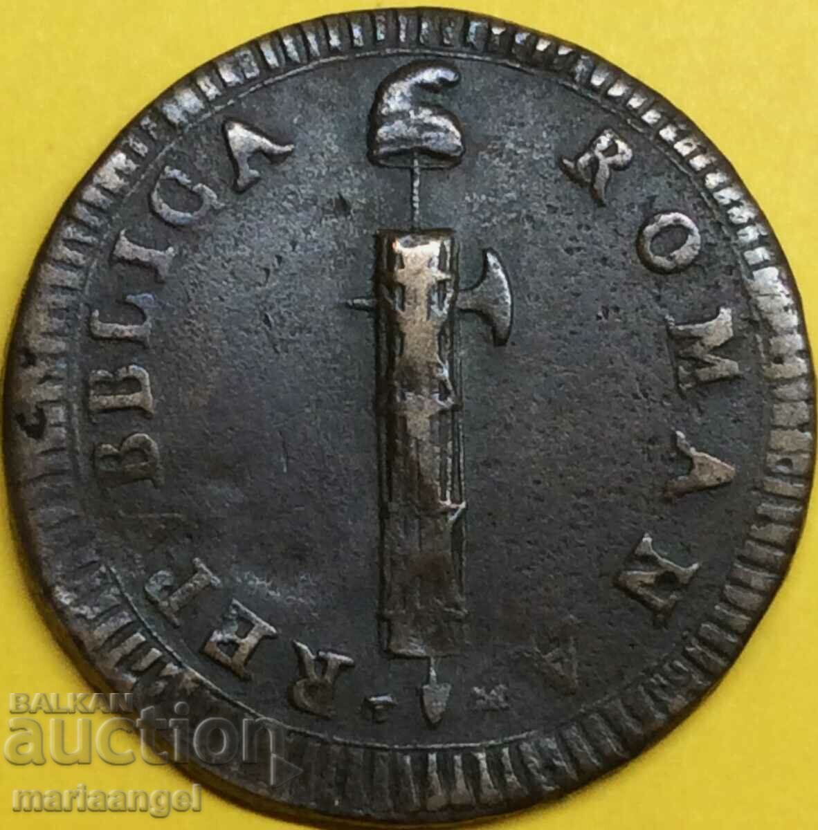 2 baiochi 1798-1799 Prima Republică Romană 18.92g 37mm