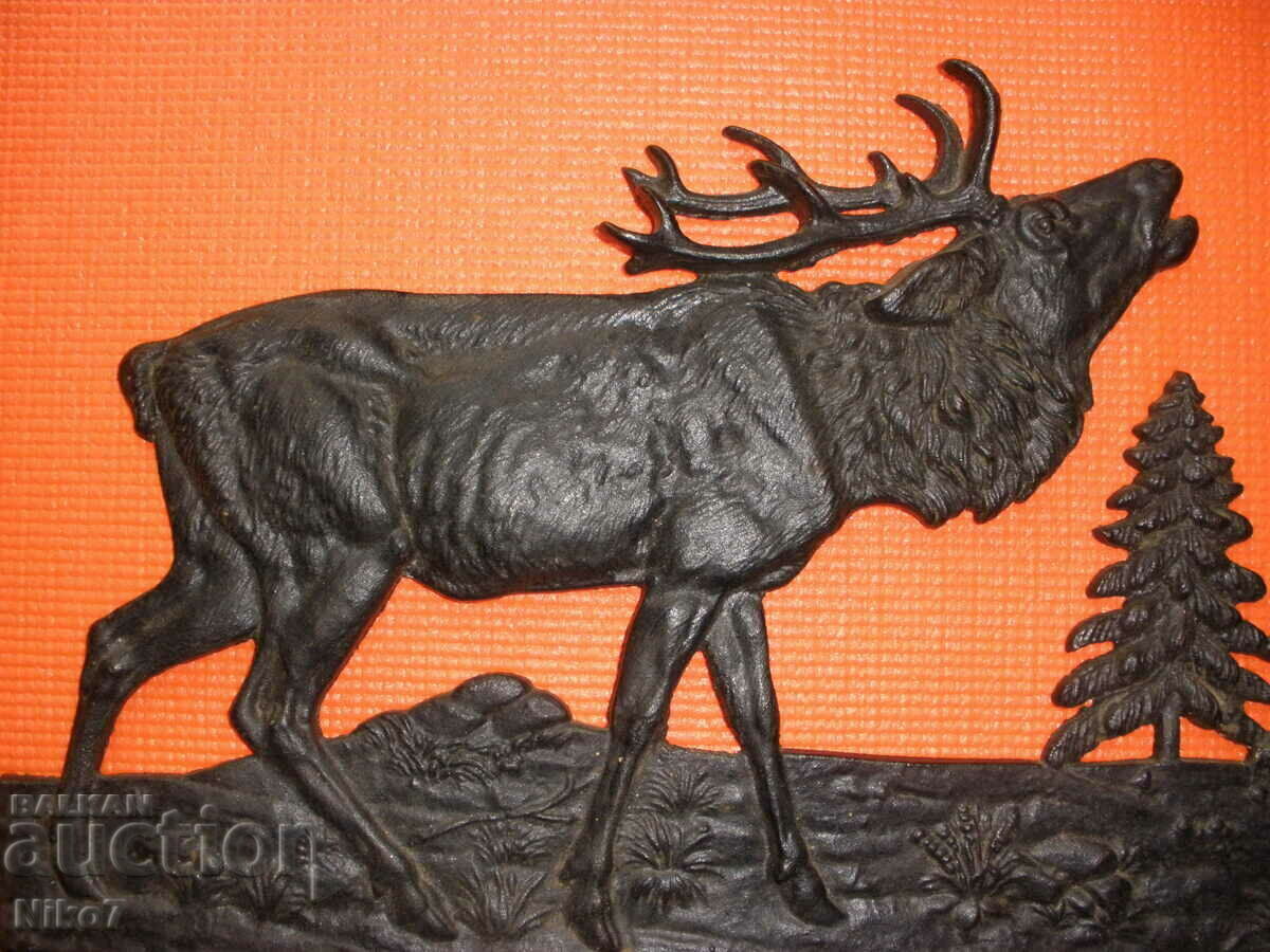 Auction Old, metal, massive panel (picture) for wall - hunting theme. Auction Old, metal, massive panel (picture) for wall - hunting theme.