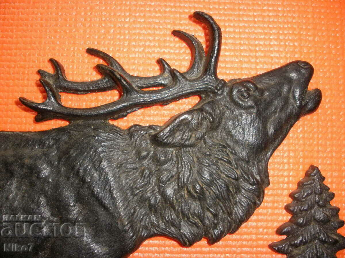 Old, metal, massive panel (picture) for wall - hunting theme. - 5