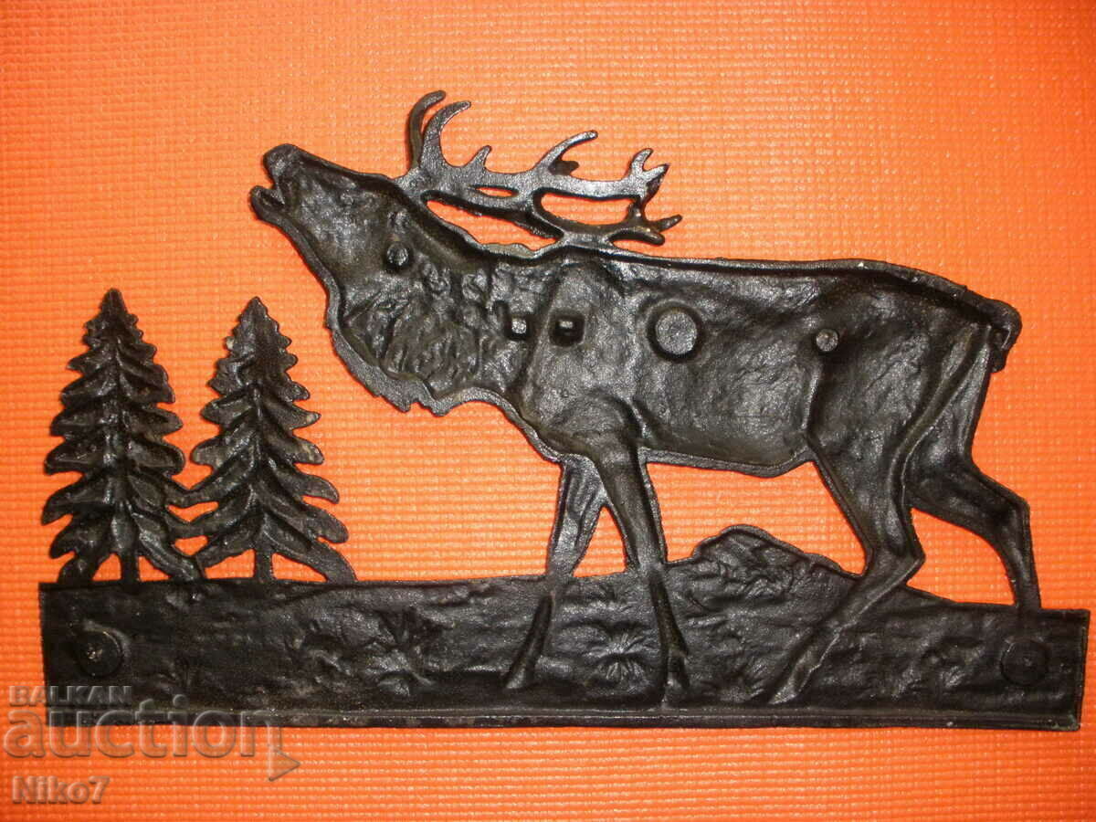 Old, metal, massive panel (picture) for wall - hunting theme. - 6
