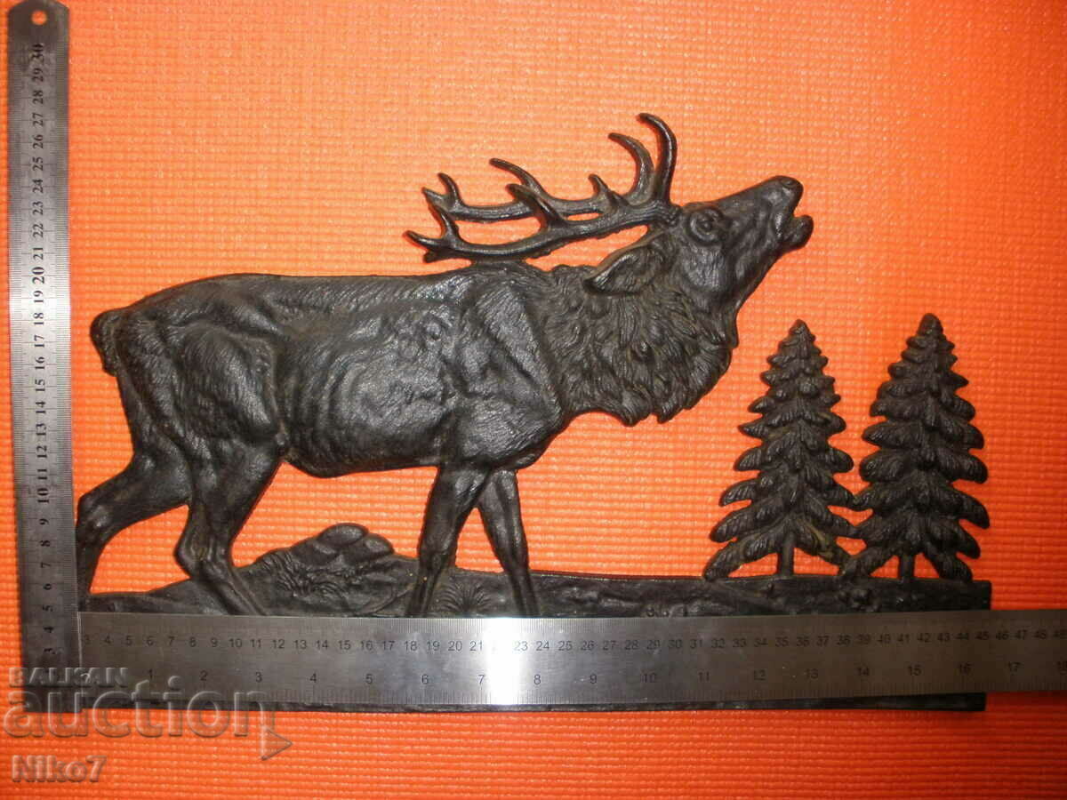 Old, metal, massive panel (picture) for wall - hunting theme. - 7