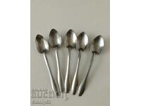 5 small spoons for coffee, tea, ice cream, stainless steel.