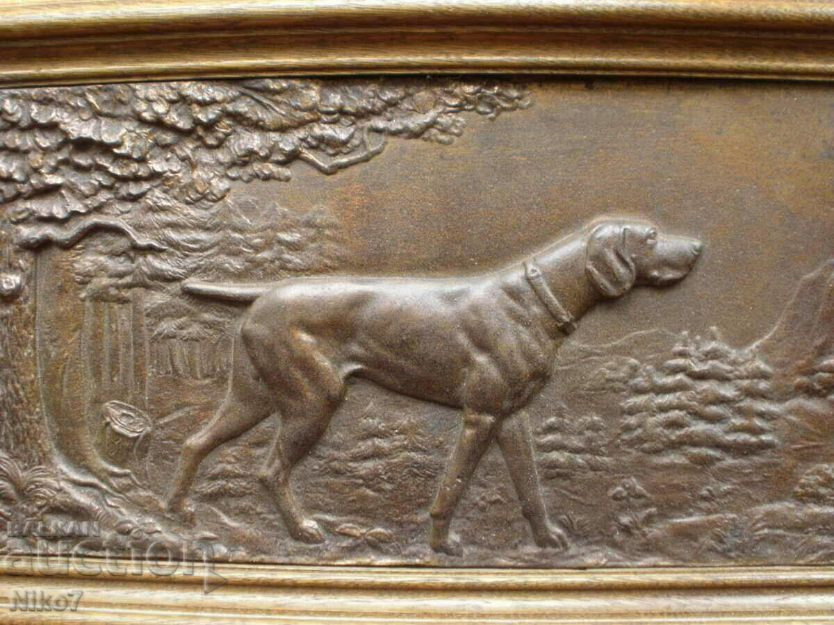 Delivery of Old, metal picture (panel) - "HUNTING DOG". Delivery of Old, metal picture (panel) - "HUNTING DOG".
