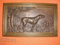 Old, metal picture (panel) - "HUNTING DOG".