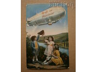 Hannover vintage postcard with an airship from the 1930s