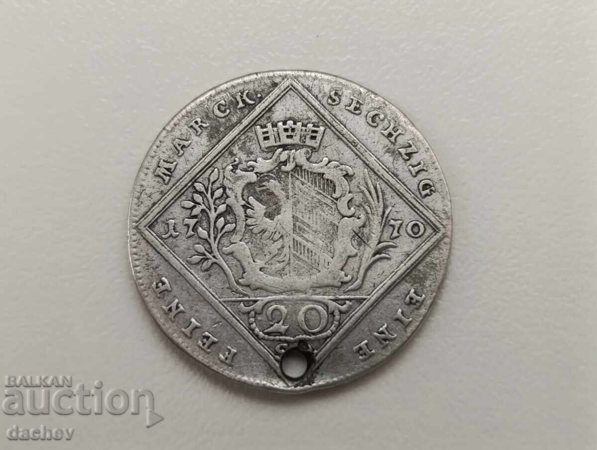 Monedă de argint rară Austria 20 Kreuzer Austro-Ungaria 1770 Monedă de argint rară Austria 20 Kreuzer Austro-Ungaria 1770