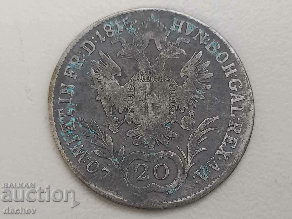 Rare Silver Coin Austria 20 Kreuzer Austria-Hungary 1815 with price 35.00 BGN | € 17.90 Rare Silver Coin Austria 20 Kreuzer Austria-Hungary 1815 with price 35.00 BGN | € 17.90