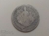 Monedă de argint rară Austria 20 Kreuzer Austro-Ungaria 1845