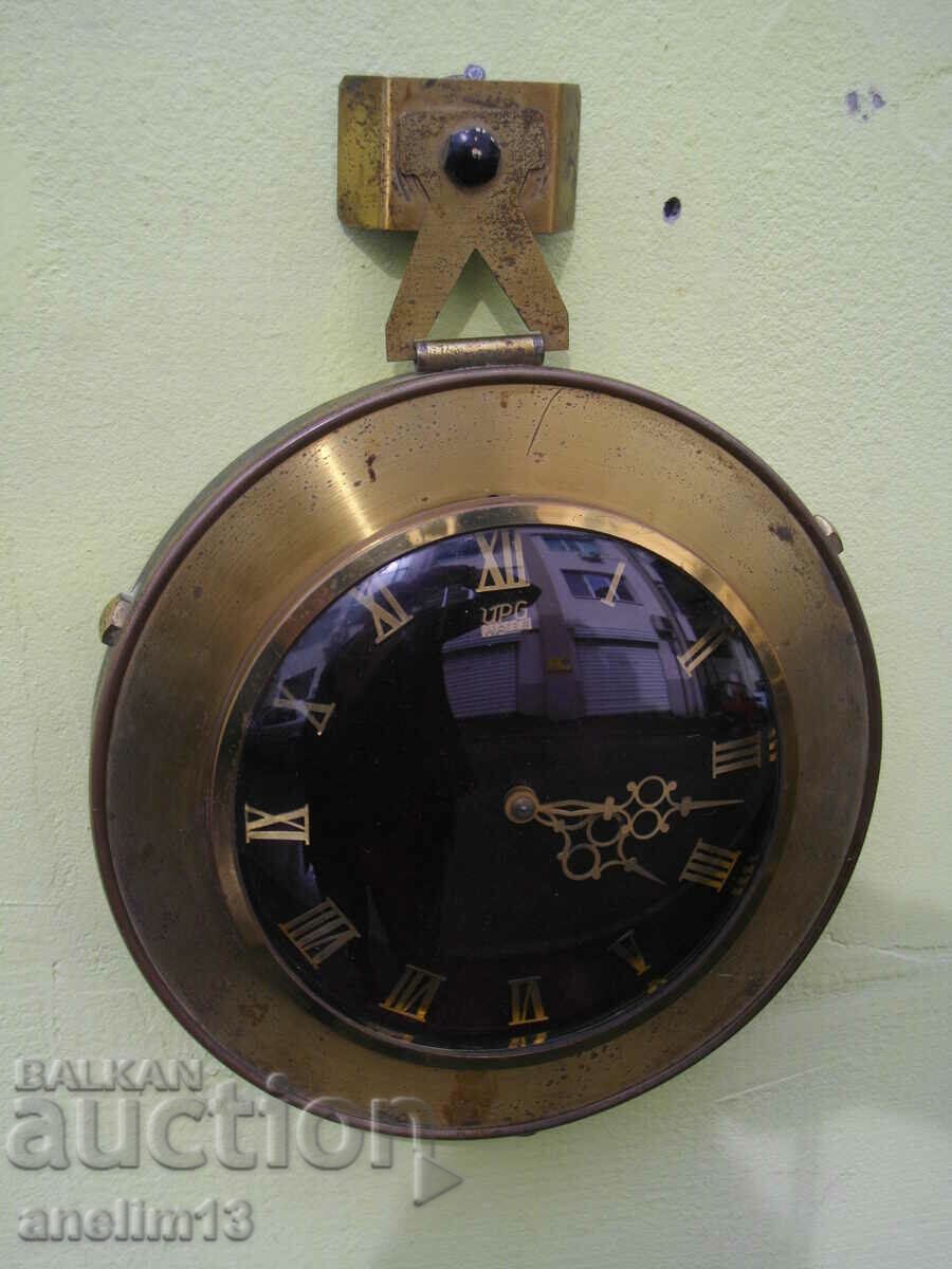 COLLECTIBLE OLD WALL CLOCK GDR BRONZE UPG HALLE DDR