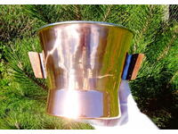 Copper champagne glass, copper pot, vessel with double walls.