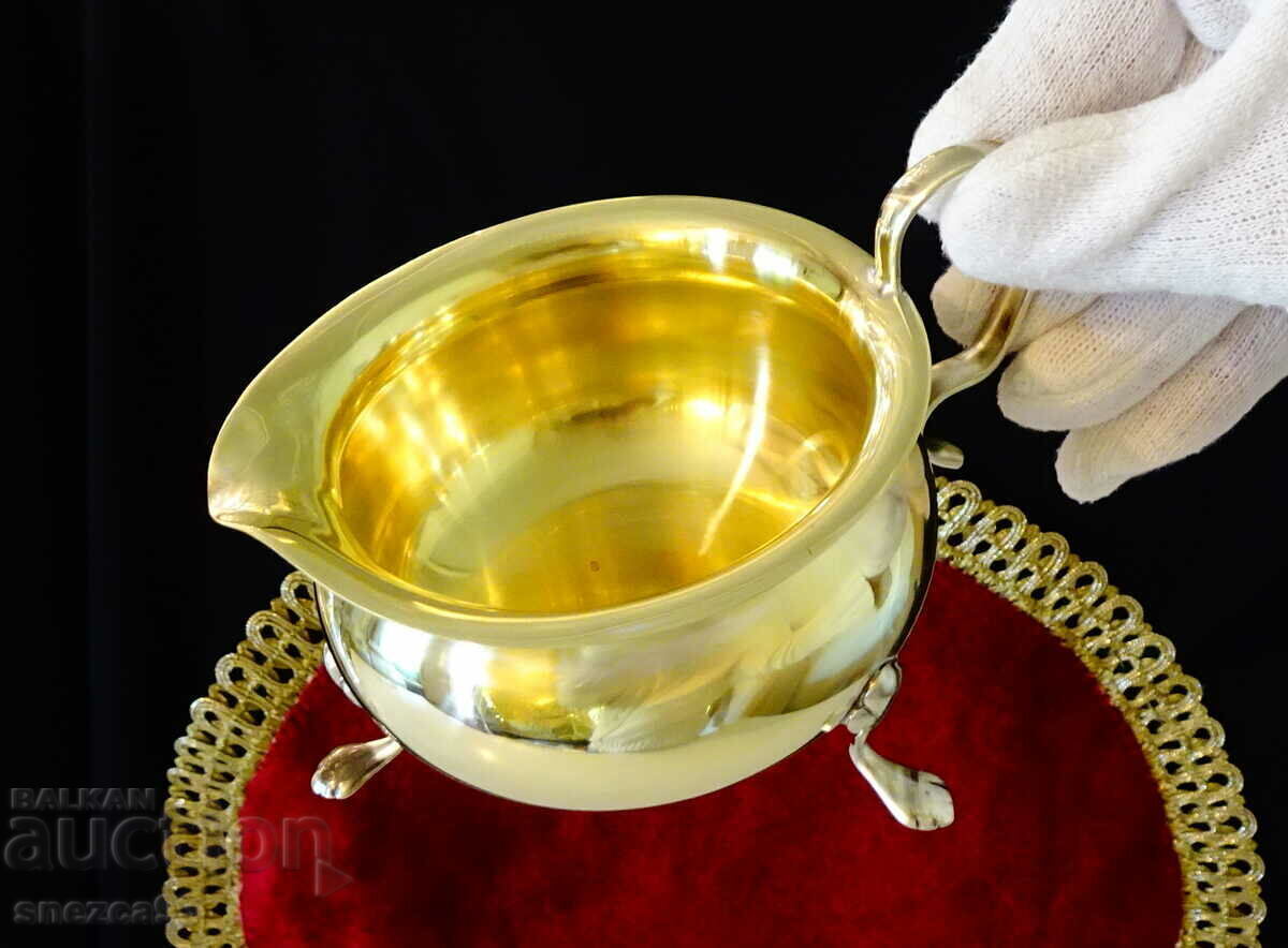 Pitcher, latte maker, sauce boat made of brass, marked - 5 Pitcher, latte maker, sauce boat made of brass, marked - 5