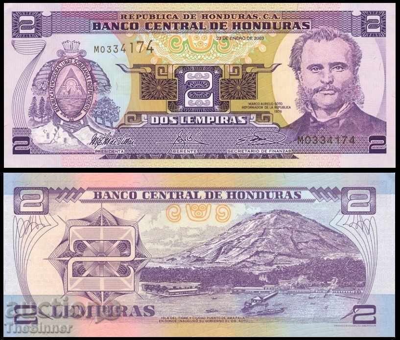 HONDURAS 2 Lempiras HONDURAS 2 Lempiras, P80a, 2003 UNC