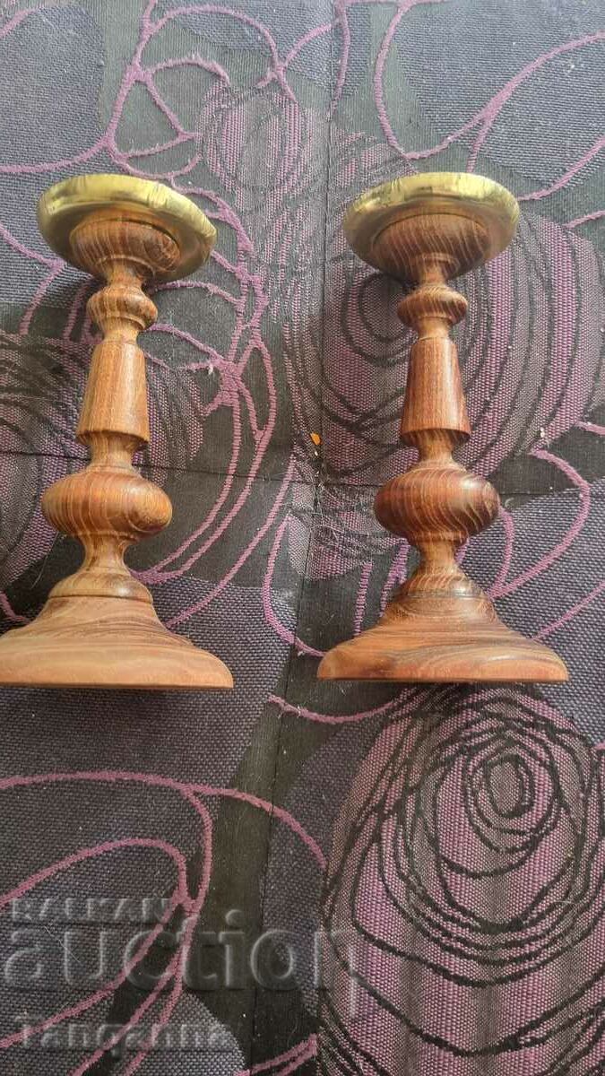 Wooden candlesticks