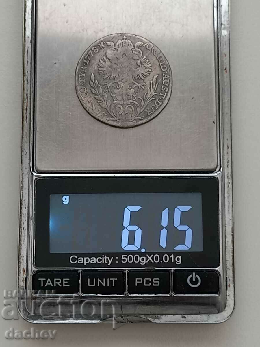 Licitație Monedă de argint rară Austria 20 Kreuzer Austro-Ungaria 1778 Licitație Monedă de argint rară Austria 20 Kreuzer Austro-Ungaria 1778