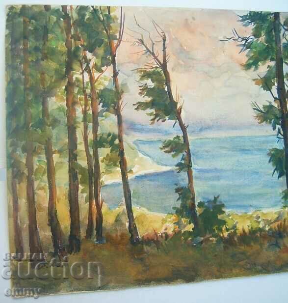 Стара рисунка акварел,пейзаж, неподписана с цена 30.00 лв. | € 15.34 Стара рисунка акварел,пейзаж, неподписана с цена 30.00 лв. | € 15.34