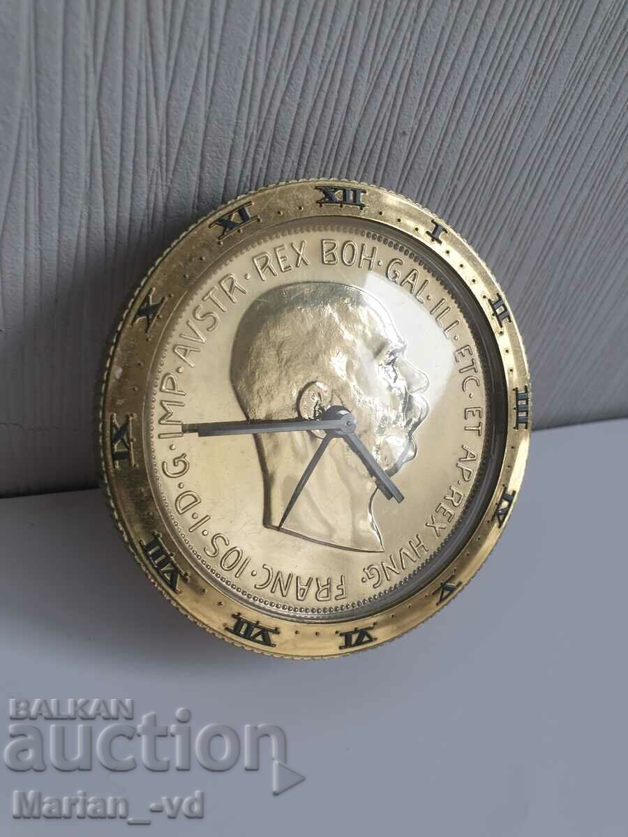 Auction Mechanical alarm clock with the image of Franz Joseph Auction Mechanical alarm clock with the image of Franz Joseph