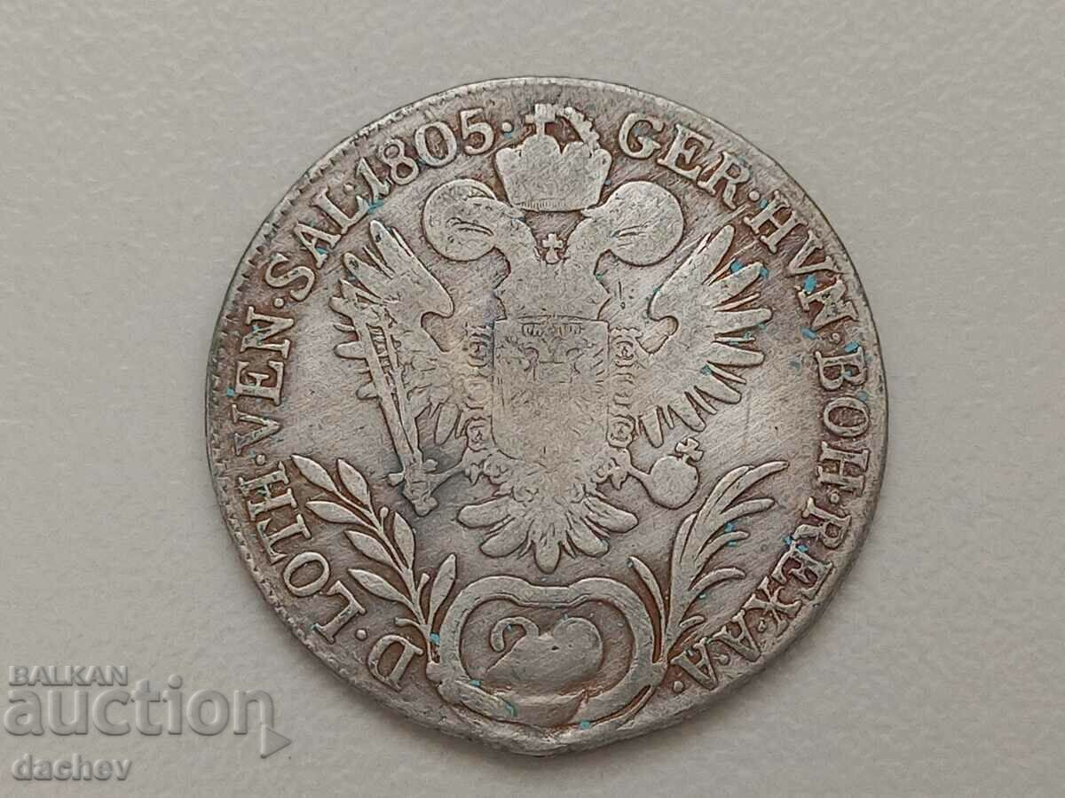 Рядка Сребърна Монета Австрия 20 кройцера Австроунгария 1805